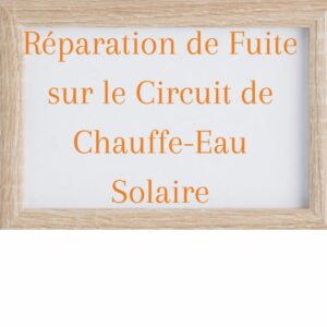 Réparation de Fuite sur le Circuit de Chauffe-Eau Solaire